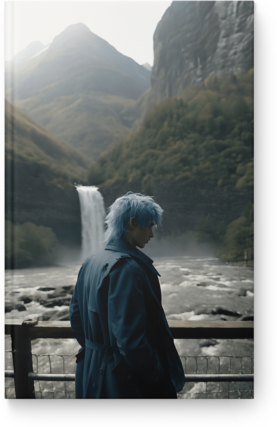 Misty Waterfall Contemplation